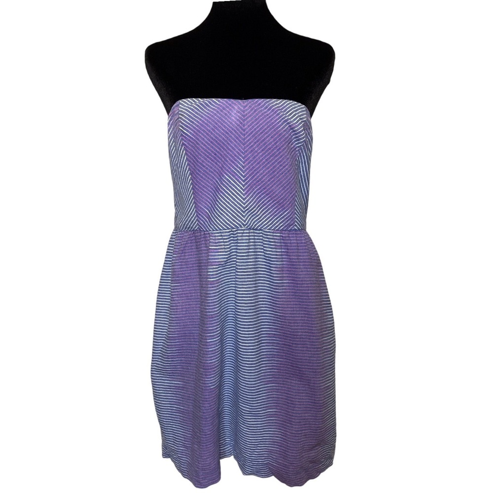 Urban Outfitters Staring at Stars Strapless Striped Mini Dress Blue Purple 12